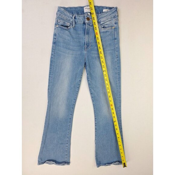 Frame Size 27X27 Womens Le Crop Mini Boot Blue Denim 5 Pocket Jeans USA Made - Picture 3 of 13